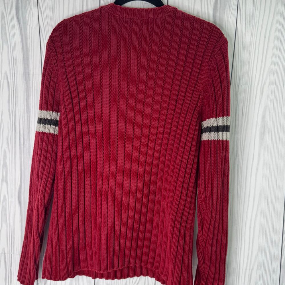Vintage Y2K Old Navy Sweater Men Large Red Stripe Heavy Knit Skate Grunge 2001 - Picture 4 of 8